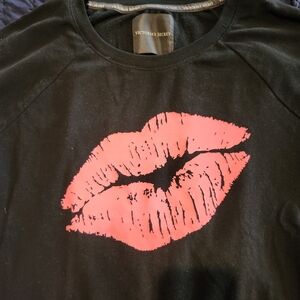 Victoria's Secret Black Sweatshirt with Pink Lips Graphic